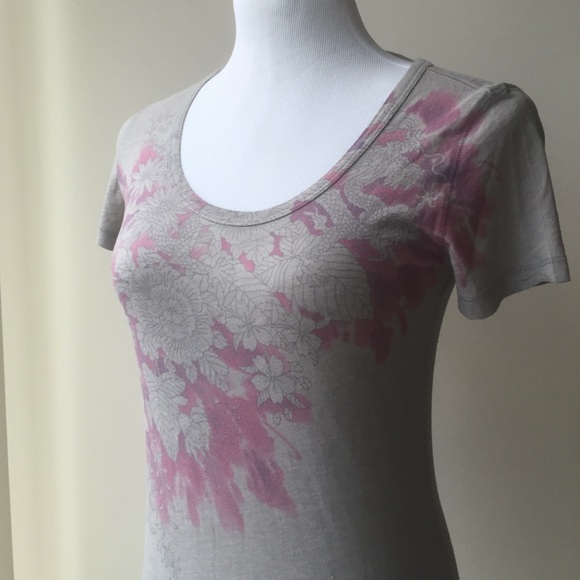 Lucky Brand Tops - Lucky Brand Gray Floral Watercolor Print Top XS