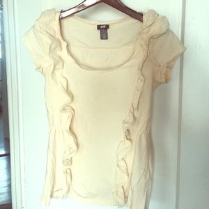 H&M Cotton Ruffle Top Small