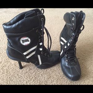 Black "boxing" boots worn once for photoshoot