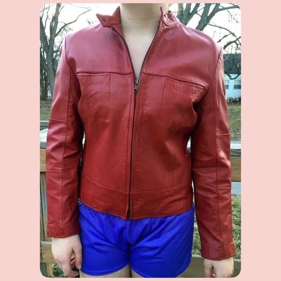Jaclyn Smith Jackets & Blazers - Red Genuine Leather Jacket! EUC!