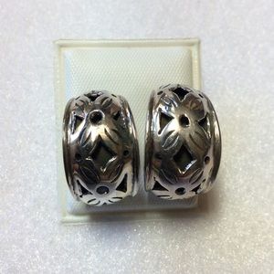 FINAL SALE PRICE Blue Buddha Sterling Floral Hoop Earrings