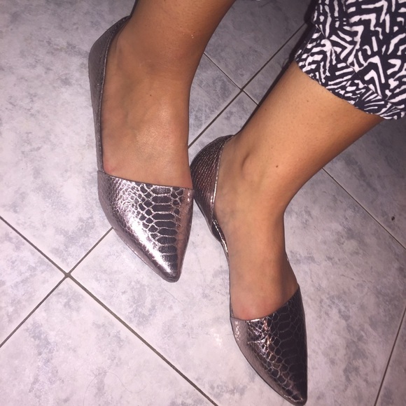 Pewter Croc Flats