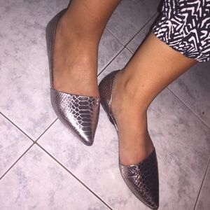 Pewter Croc Flats