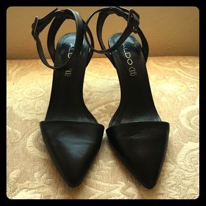 Strapped black heels