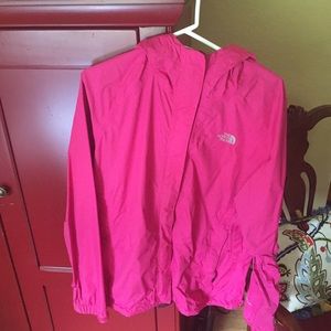 Pink north face rain coat