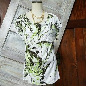 White Floral Print Top