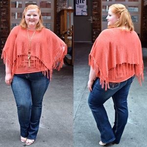 Orange Fringe Popover Top