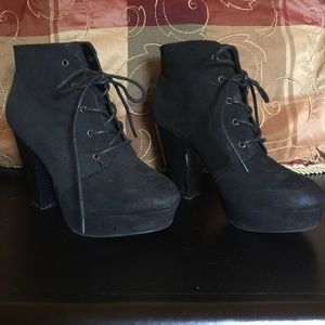 Black lace up booties