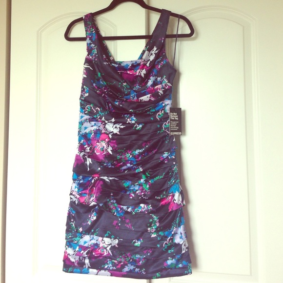 NWT Express Floral Ruched Dress