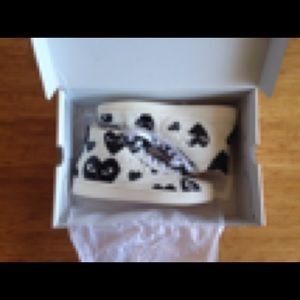 comme des garçons converse white leather sneakers