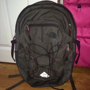 Asphalt grey/luminous pink Northface backpack