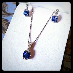 Lab-created Sapphire Necklace and Earring Set
