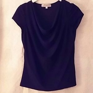 Dressbarn Black Drape Neck Top, Small  #0007