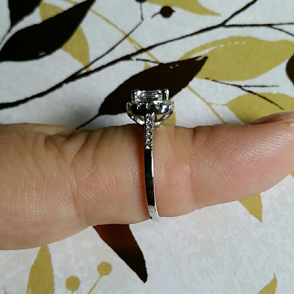 3 CTW Square Halo Simulated Diamond Ring - Picture 4 of 4