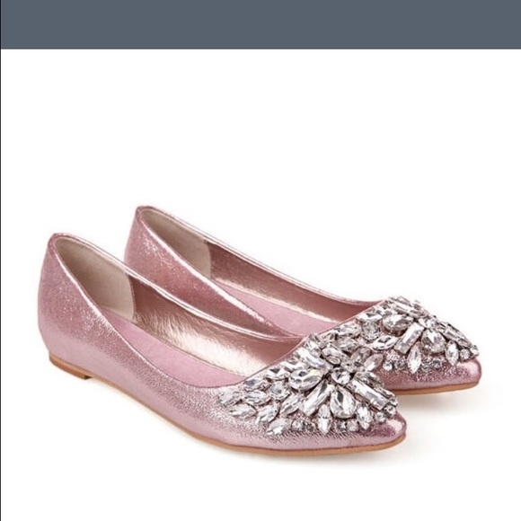 Rhinestone pointy toe flats. - Picture 2 of 4