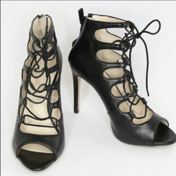 Zara black lace up heels