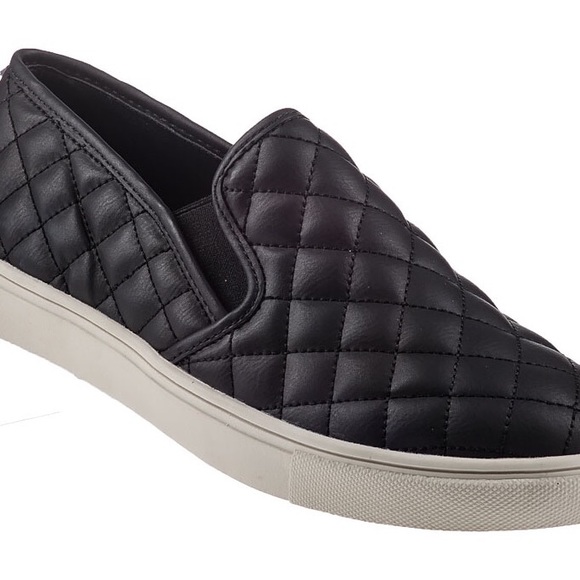 Steve Madden black quilted slip on sneakers