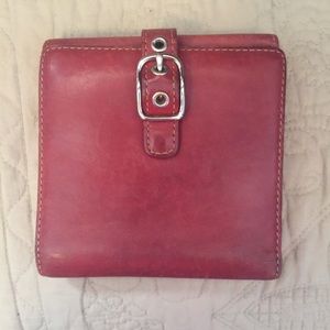 COACH RED leather wallet w/lots card pocket & coin