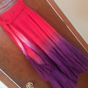 Red and purple ombré skirt with tie