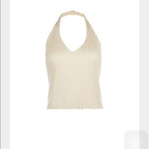 New Look Metallic Gold Halter Top