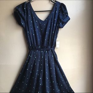 (S) Navy starry silky dress