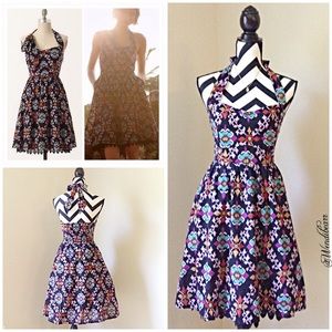 Edme&Esyllte Fun Retro Tribal Print  Halter Dress