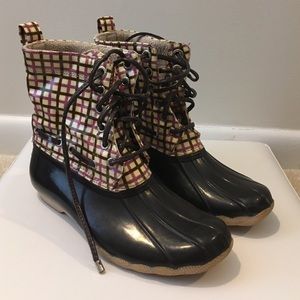 Sperry Topsider plaid duck boots