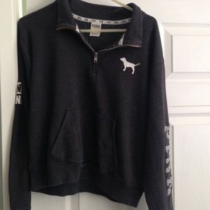 PINK pullover half zip sweater