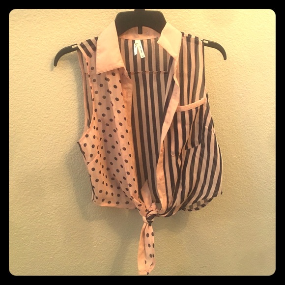 Striped and polka dotted shirt