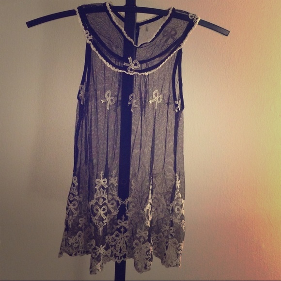 Black Tank with cream accents by Chloe K