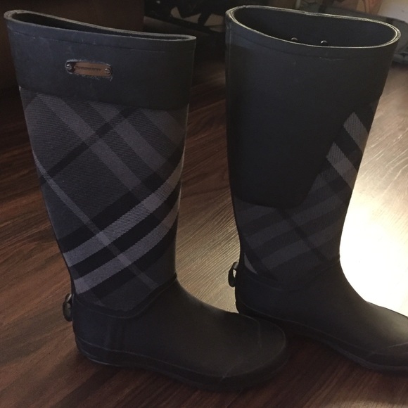 Burberry rain boots clemence check canvas