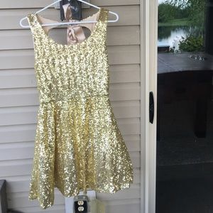 Gold sequin cocktail dress