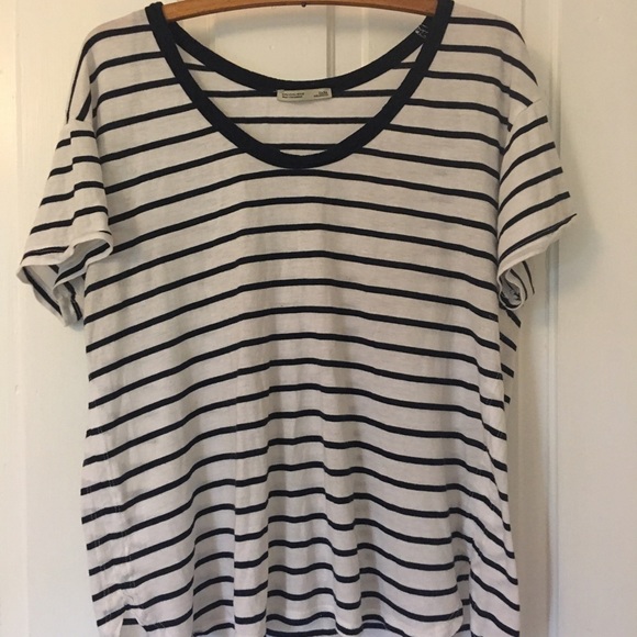 Zara W/B Collection navy striped top