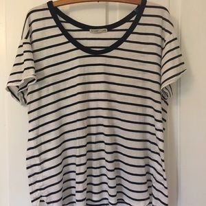 Zara W/B Collection navy striped top