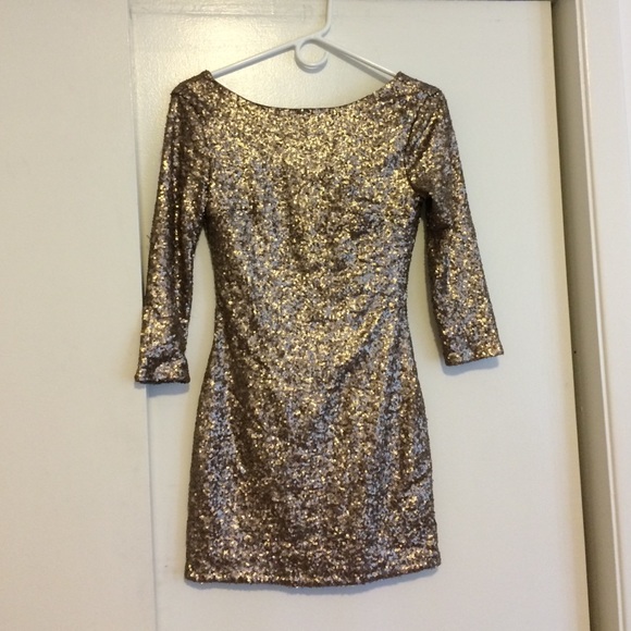 Champagne sequin mini dress