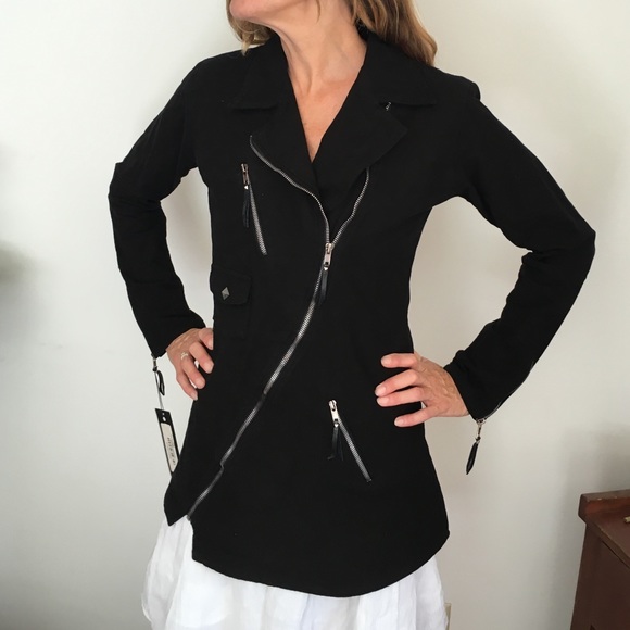 Cotton MOTO JACKET mid length w/ amazing zippers - Picture 3 of 4