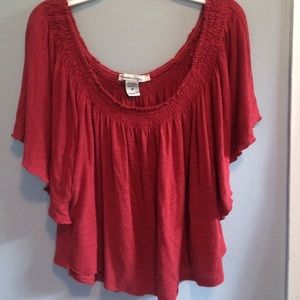 Adorable Red, Angel Sleeve Blouse by American Rag