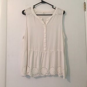 White eyelet lace tank