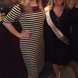 LuLaRoe white, black and red striped Julia size L