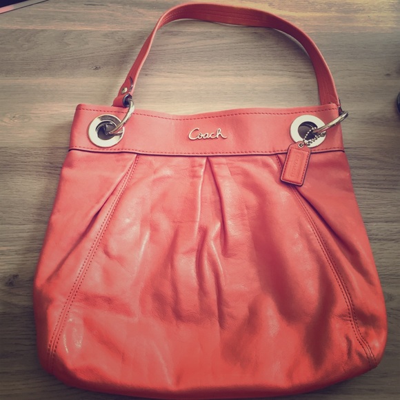 Used Coral Coach Purse