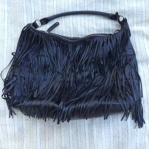 Fringe Shoulder Hobo Bag