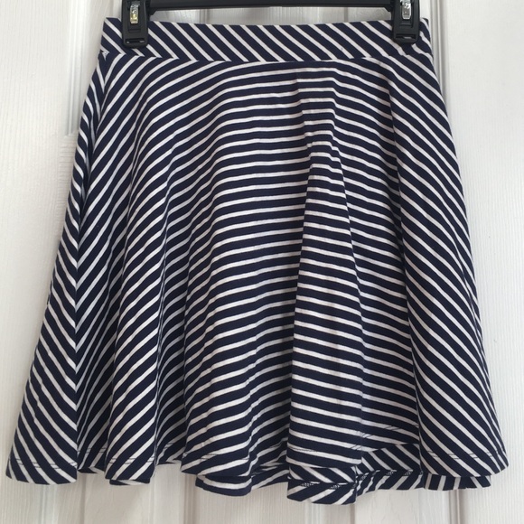 Navy blue and white striped skirt