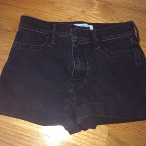 Black high rise Abercrombie Kids denim shorts