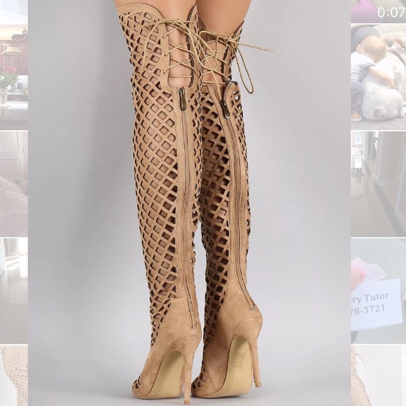BRAND NEW IN BOX THIGH HIGH NUDE NUBUCK HIGH HEEL - Picture 2 of 4