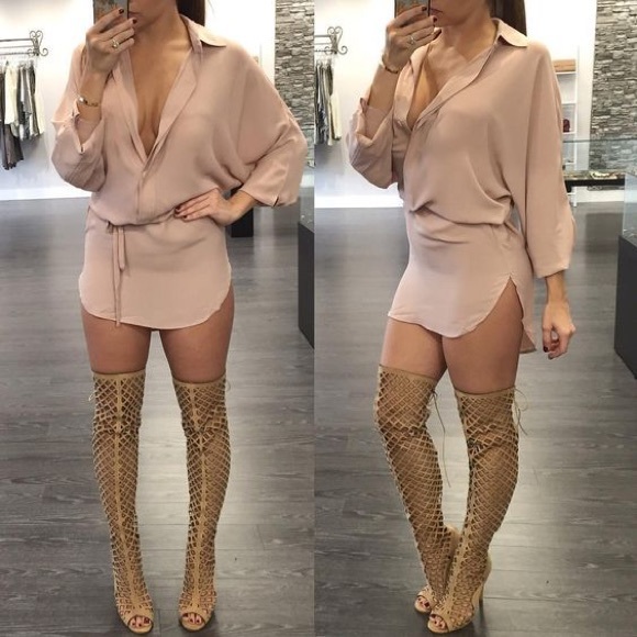 BRAND NEW IN BOX THIGH HIGH NUDE NUBUCK HIGH HEEL - Picture 3 of 4