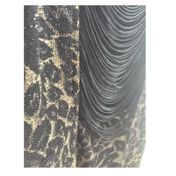 Metallic Cheetah Back Fringe Detail Dress - Picture 4 of 4