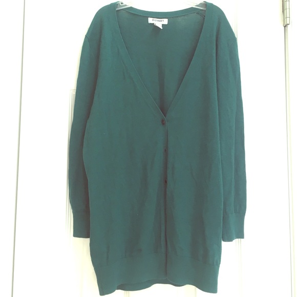 Unique emerald green v-neck cardigan
