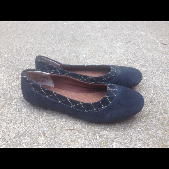 Lands' End Shoes Womens Lands End Black Suede Flats Size 6w Euc