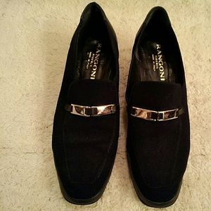 Rangoni Black fabric leather Italian loafers