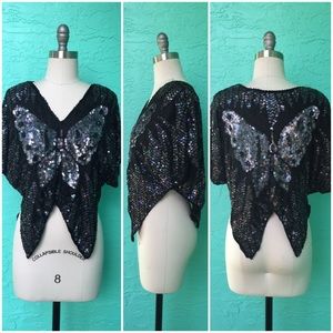 Silk & Sequin Beaded Butterfly Top